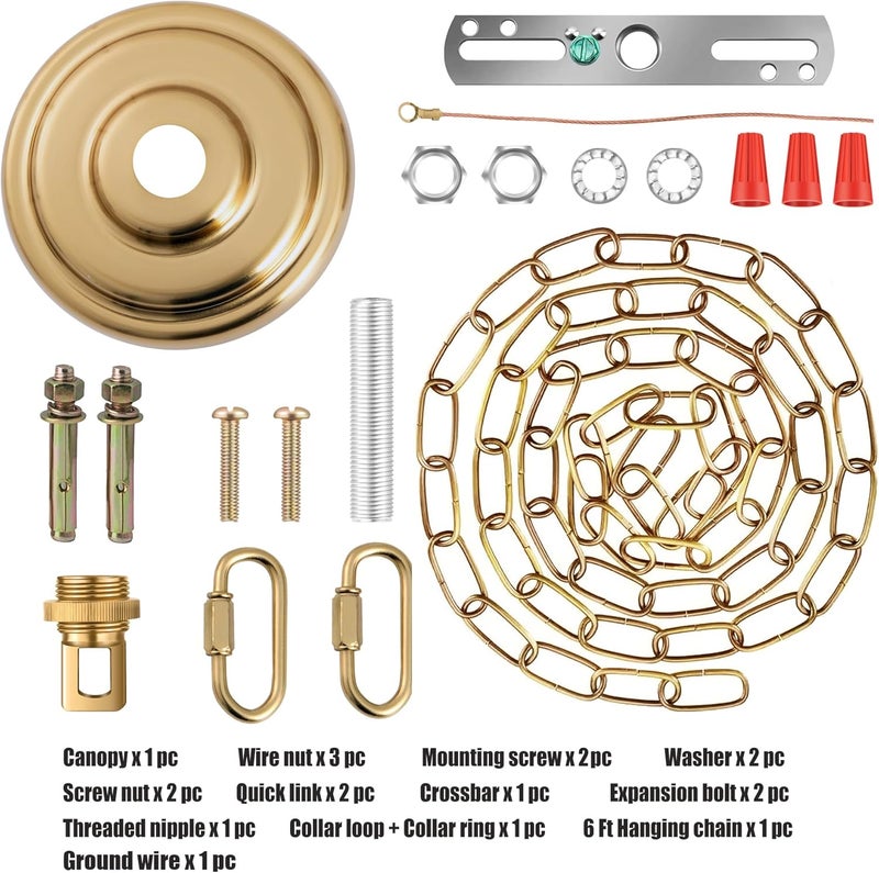 MAYOMAJO 5-5/16 Inch Light Canopy Kit with 6 Feet Hanging Chain, Heavy Duty, Replacement Cover Plate for Chandelier, Pendant Light, Swag Light, Ceiling Fan, Flower Basket or DIY Projects (Brass) - Image 3